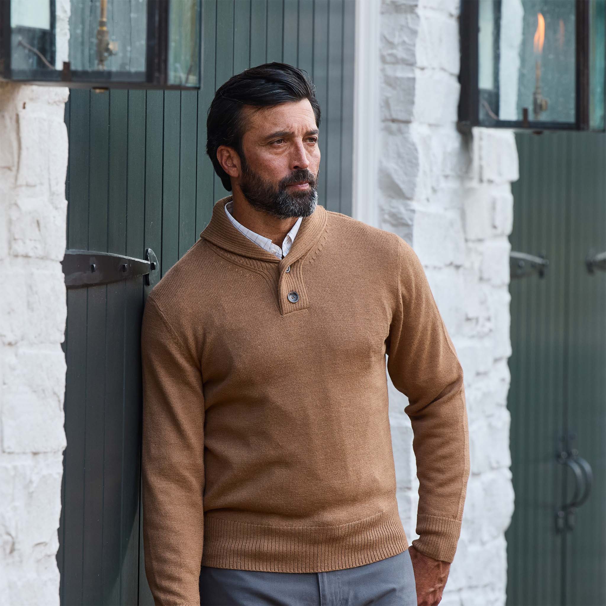 Henry Shawl Sweater in Royal Alpaca - Image 2
